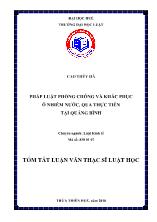 Luận văn Pháp luật phòng chống và khắc phục ô nhiễm nước, qua thực tiễn tại Quảng Bình