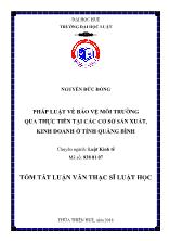 Luận văn Pháp luật về bảo vệ môi trường qua thực tiễn tại các cơ sở sản xuất, kinh doanh ở tỉnh Quảng Bình