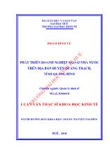 Luận văn Phát triển doanh nghiệp ngoài nhà nước trên địa bàn huyện Quảng Trạch, tỉnh Quảng Bình