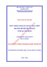 Luận văn Phát triển kinh tế trang trại trên địa bàn huyện Bố trạch, tỉnh Quảng Bình