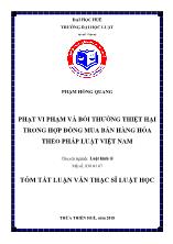 Luận văn Phạt vi phạm và bồi thường thiệt hại trong hợp đồng mua bán hàng hóa theo pháp luật Việt Nam