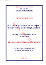 Luận văn Quản lý chi ngân sách xã trên địa bàn huyện Quảng ninh, tỉnh Quảng Bình