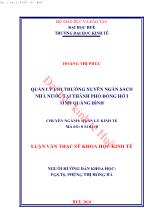 Luận văn Quản lý chi thường xuyên ngân sách nhà nước tại thành phố Đồng hới tỉnh Quảng Bình