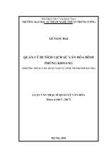 Luận văn Quản lý di tích lịch sử văn hóa Đình Phùng Khoang