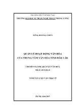 Luận văn Quản lý hoạt động văn hóa của trung tâm văn hóa tỉnh Đắk Lắk
