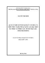 Luận văn Quản lý khu di tích lịch sử- Văn hóa và kiến trúc nghệ thuật quốc gia đặc biệt bà triệu xã Triệu lộc, huyện Hậu lộc, tỉnh Thanh Hóa