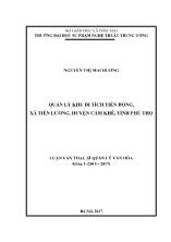 Luận văn Quản lý khu di tích tiên động, xã tiên lương, huyện Cẩm khê, tỉnh Phú Thọ