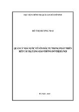 Luận văn Quản lý nhà nước về vốn đầu tư trong phát triển kết cấu hạ tầng giao thông đô thị Hà Nội