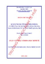 Luận văn Quản lý rủi ro tín dụng khách hàng cá nhân tại chi nhánh ngân hàng thương mại cổ phần đầu tư và phát triển Quảng Trị