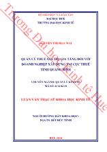 Luận văn Quản lý thuế giá trị gia tăng đối với doanh nghiệp xây dựng tại cục thuế tỉnh Quảng Bình