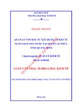 Luận văn Quản lý vốn đầu tư xây dựng cơ bản từ ngân sách nhà nước tại huyện Lệ thủy, tỉnh Quảng Bình