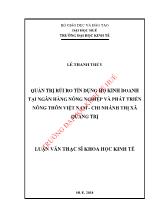 Luận văn Quản trị rủi ro tín dụng hộ kinh doanh tại ngân hàng nông nghiệp và phát triển nông thôn Việt Nam - Chi nhánh thị xã Quảng Trị