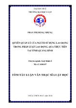 Luận văn Quyền quản lý của người sử dụng lao động trong pháp luật lao động, qua thực tiễn tại tỉnh Quảng Bình