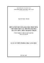 Luận văn Rèn luyện kỹ năng dạy học phân hóa cho sinh viên các trường đại học qua tổ chức thực hành sư phạm