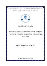 Luận văn Tác động của cạnh tranh tới sự ổn định tài chính của các ngân hàng thương mại Việt Nam