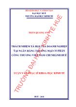 Luận văn Trách nhiệm xã hội của doanh nghiệp tại ngân hàng thương mại cổ phần công thương Việt Nam chi Nhánh Huế