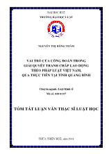 Luận văn Vai trò của công đoàn trong giải quyết tranh chấp lao động theo pháp luật Việt Nam, qua thực tiễn tại tỉnh Quảng Bình