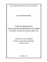 Luận văn Vận dụng phương pháp ngoại giao Hồ Chí Minh trong sự nghiệp xây dựng và bảo vệ tổ quốc hiện nay