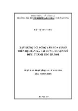 Luận văn Xây dựng đời sống văn hóa cơ sở trên địa bàn xã Đại hưng, huyện Mỹ đức, thành phố Hà Nội