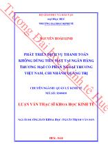 Phát triển dịch vụ thanh toán không dùng tiền mặt tại ngân hàng thương mại cổ phần ngoại thương Việt Nam, chi nhánh Quảng Trị