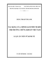 Tác động của chính sách tiền tệ đến thị trường chứng khoán Việt Nam