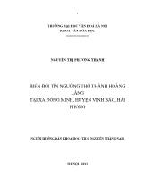 Biến đổi tín ngưỡng thờ thành hoàng làng tại xã Đồng minh, huyện Vĩnh bảo, Hải Phòng