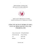 Công tác quản lý lễ hội cầu mưa ở xã Lạc hồng, huyện Văn lâm, tỉnh Hưng Yên