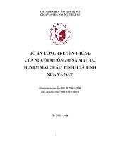 Đồ ăn uống truyền thống của người mường ở xã Mai hạ, huyện Mai châu, tỉnh Hoà bình xưa và nay