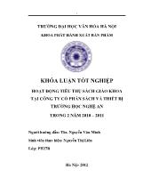 Hoạt động tiêu thụ sách giáo khoa tại công ty cổ phần sách và thiết bị trường học Nghệ an trong 2 năm 2010 – 2011