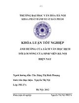 Khóa luận Ảnh hưởng của sách văn học dịch tới lối sống của sinh viên Hà nội hiện nay