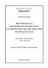 Khóa luận Biện pháp quản lý đổi mới phương pháp dạy học ở các trường trung học phổ thông miền núi tỉnh Quảng Ngãi