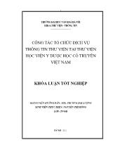 Khóa luận Công tác tổ chức dịch vụ thông tin thư viện tại thư viện học viện y dược học cổ truyền Việt Nam