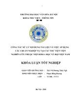 Khóa luận Công tác xử lý nội dung tài liệu và việc áp dụng các chuẩn nghiệp vụ tại các thư viện viện nghiên cứu thuộc viện khoa học xã hội Việt Nam