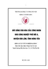 Khóa luận ĐờI sống văn hóa của công nhân Khu công nghiệp phố nối A, huyện Văn lâm, tỉnh Hưng Yên