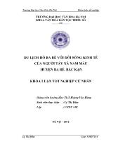 Khóa luận Du lịch hồ ba bể với đời sống kinh tế của người Tày xã Nam mẫu huyện Ba bể, Bắc Kạn