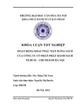 Khóa luận Hoạt động khai thác mặt hàng sách của công ty cổ phần phát hành sách tp. Hồ Chí Minh – Chi nhánh Hà Nội