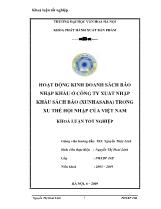 Khóa luận Hoạt động kinh doanh sách báo nhập khẩu ở công ty xuất nhập khẩu sách báo (xunhasaba) trong xu thế hội nhập của Việt Nam