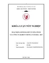 Khóa luận Hoạt động kinh doanh văn hóa phẩm của công ty Habeco trong 2 năm 2012 - 2013