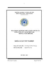 Khóa luận Hoạt động kinh doanh văn hóa phẩm của tổng công ty sách Việt Nam trong 2 năm 2009 - 2010