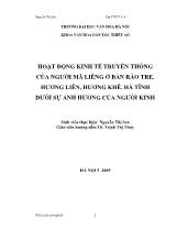 Khóa luận Hoạt động kinh tế truyền thống của người mã liêng ở bản Rào Tre, Hương liên, Hương khê, hà tĩnh dưới sự ảnh hưởng của người kinh