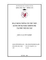 Khóa luận Hoạt động thông tin thư viện dành cho bạn đọc khiếm thị tại thư viện Hà Nội