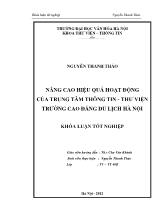 Khóa luận Nâng cao hiệu quả hoạt động của trung tâm thông tin - Thư viện trường cao đẳng du lịch Hà Nội