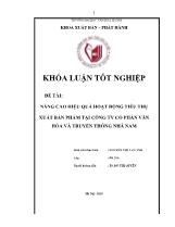 Khóa luận Nâng cao hiệu quả hoạt động tiêu thụ xuất bản phẩm tại công ty cổ phần văn hóa và truyền thông Nhã Nam