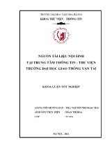 Khóa luận Nguồn tài liệu nội sinh tại trung tâm thông tin - Thư viện trường đại học giao thông vận tải