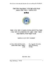 Khóa luận Nhu cầu tin và khả năng đáp ứng nhu cầu tin của phòng tư liệu–thư viện đài tiếng nói Việt Nam