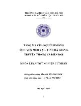 Khóa luận Tang ma của người hmông ở huyện Mèo vạc, tỉnh Hà giang. truyền thống và biến đổi