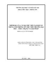 Khóa luận Trình độ của cán bộ thư viện tại một số trung tâm thông tin thư viện trường đại học - Thực trạng và giải pháp