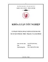 Khóa luận Vi phạm trong hoạt động kinh doanh xuất bản phẩm, thực trạng và giải pháp