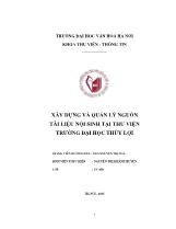 Khóa luận Xây dựng và quản lý nguồn tài liệu nội sinh tại thư viện trường đại học thủy lợi