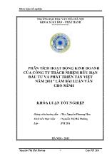 Luận văn Phân tích hoạt động kinh doanh của công ty trách nhiệm hữu hạn Đầu Tư và Phát triển Tân Việt năm 2011